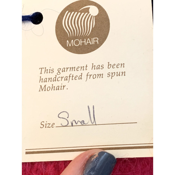 Handknits of New Zealand vintage mohair sweater, 3D, cozy, small, bright, NWT - Picture 8 of 9